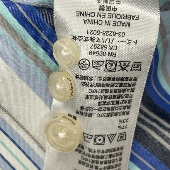 Tommy Bahama Button Down Long Sleeve Shirt Silk Cotton Blue Stripes Men Size XL - Picture 7 of 8